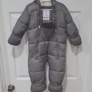 GAP Baby Gray Snowsuit with Fleece Hood
